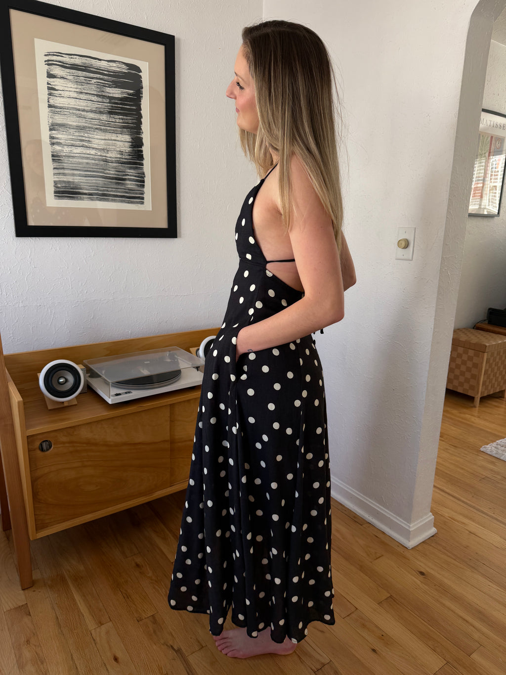 Kaylie Black Polka Dot Sleeveless Maxi Dress