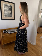 Kaylie Black Polka Dot Sleeveless Maxi Dress