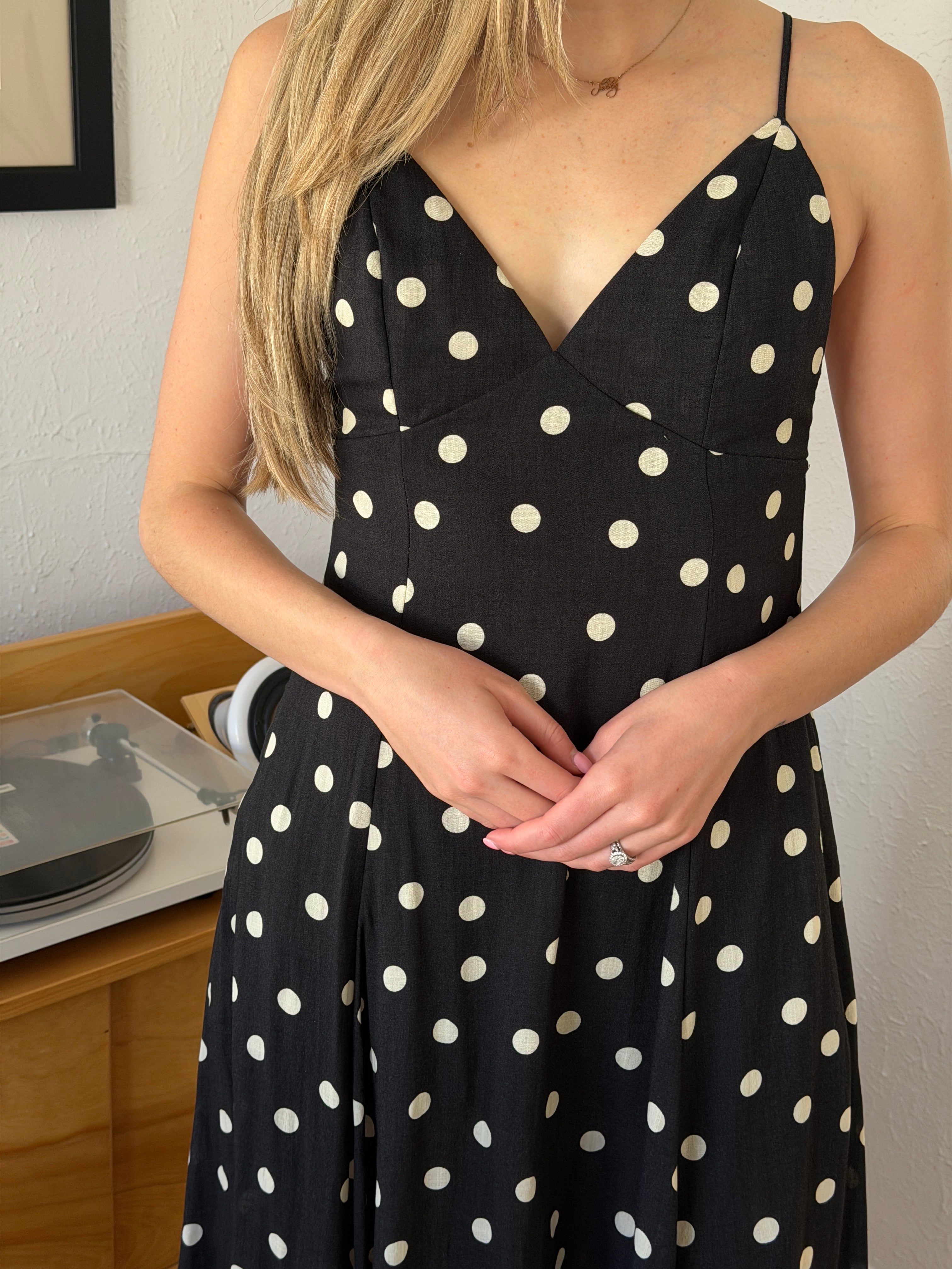 Kaylie Black Polka Dot Sleeveless Maxi Dress