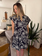 PINCH Karter Floral Paisley Embroidered Mini Dress (Navy)
