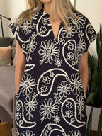 PINCH Karter Floral Paisley Embroidered Mini Dress (Navy)