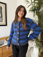 FRNCH Megane Bleu Marine Stripe Buttoned Cardigan