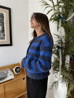 FRNCH Megane Bleu Marine Stripe Buttoned Cardigan
