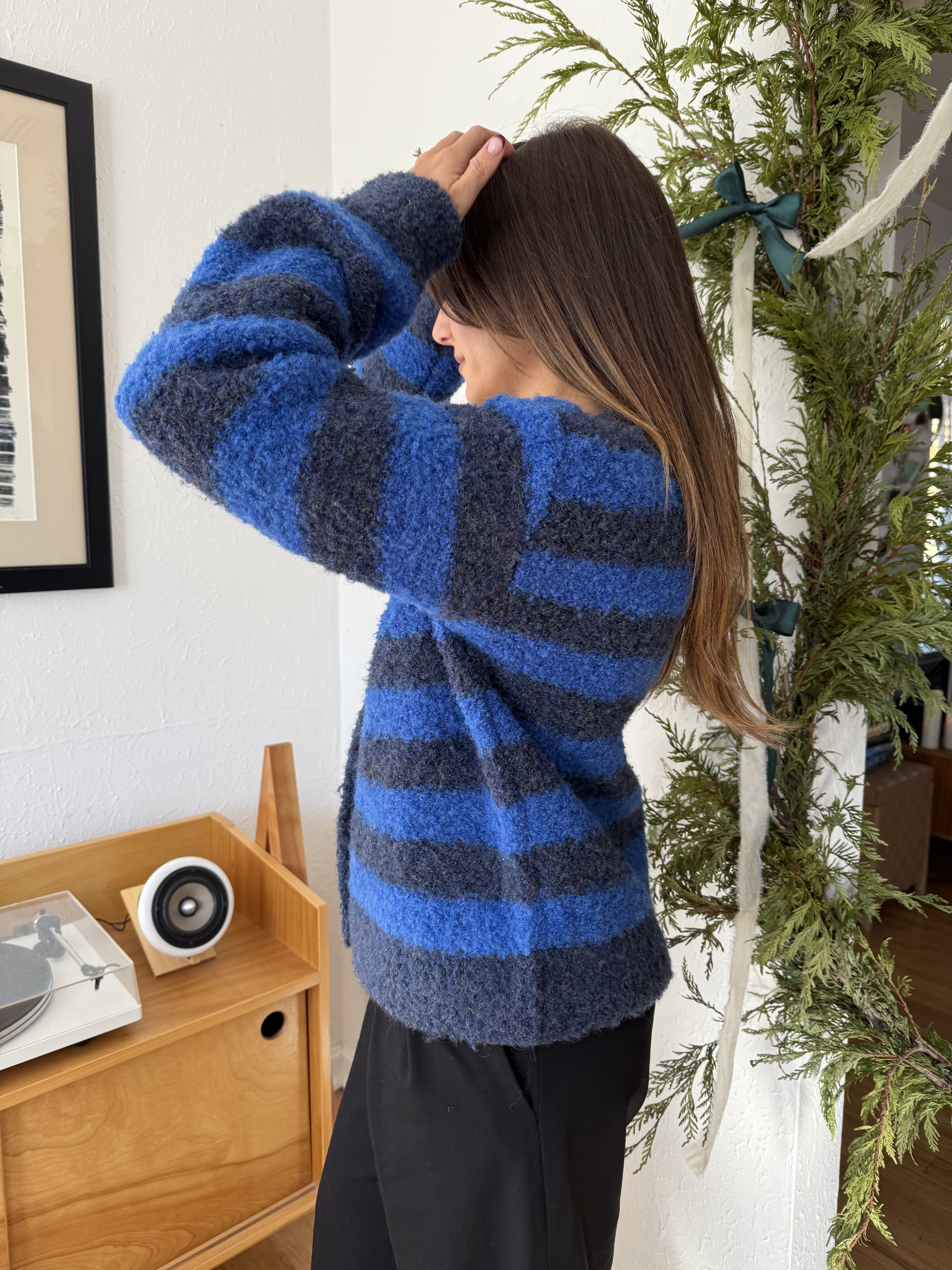FRNCH Megane Bleu Marine Stripe Buttoned Cardigan