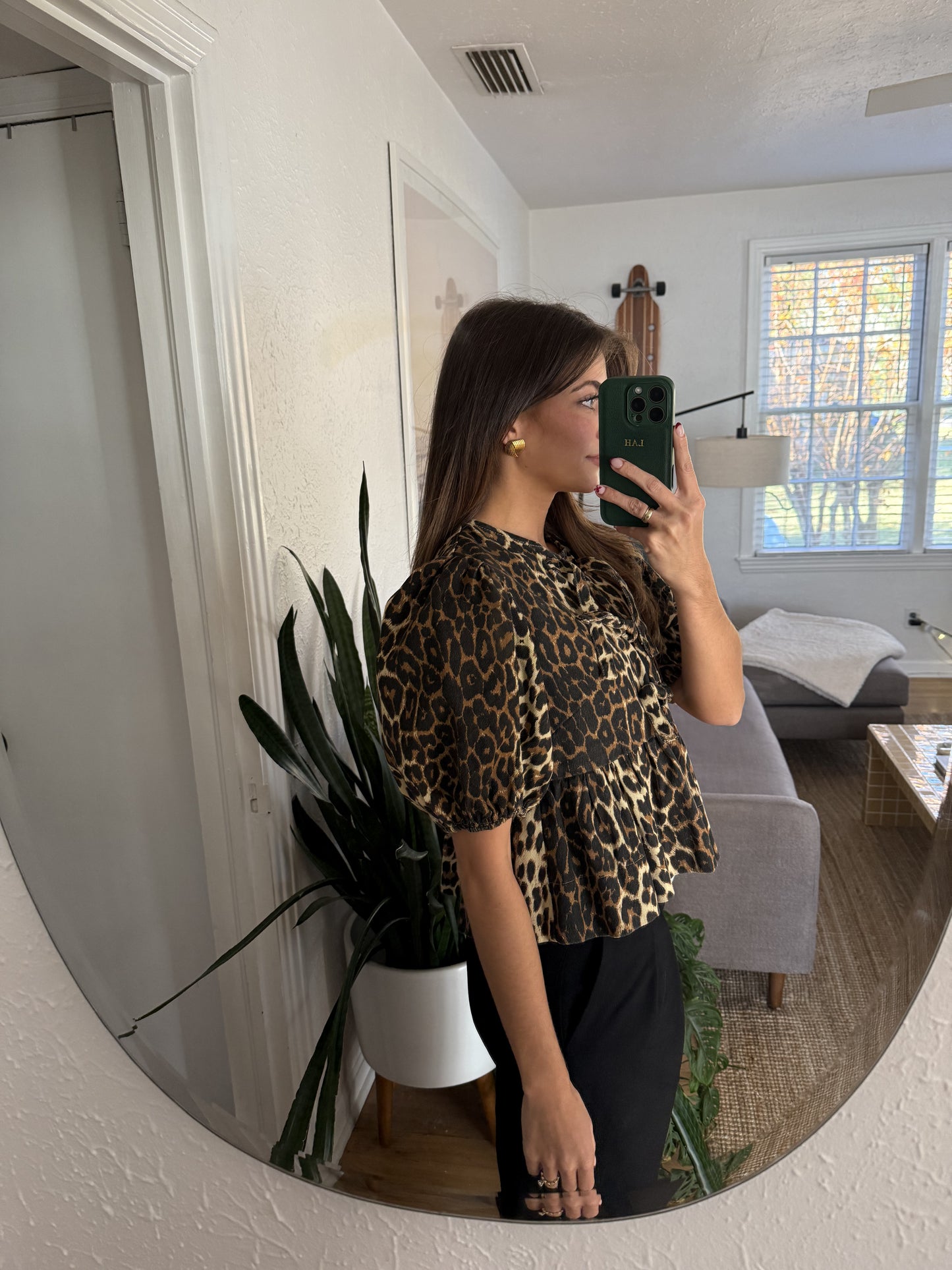 Sofie the Label Cara Leopard Denim Poplin Tie Top
