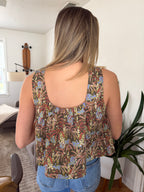 PINCH Khloe Olive Floral Print Tank Top