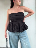 Sofie the Label Elsie Black Peplum Sleeveless Top