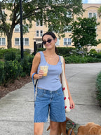 Lucy Paris Kaley Blue Knit Ruffle Tank Top