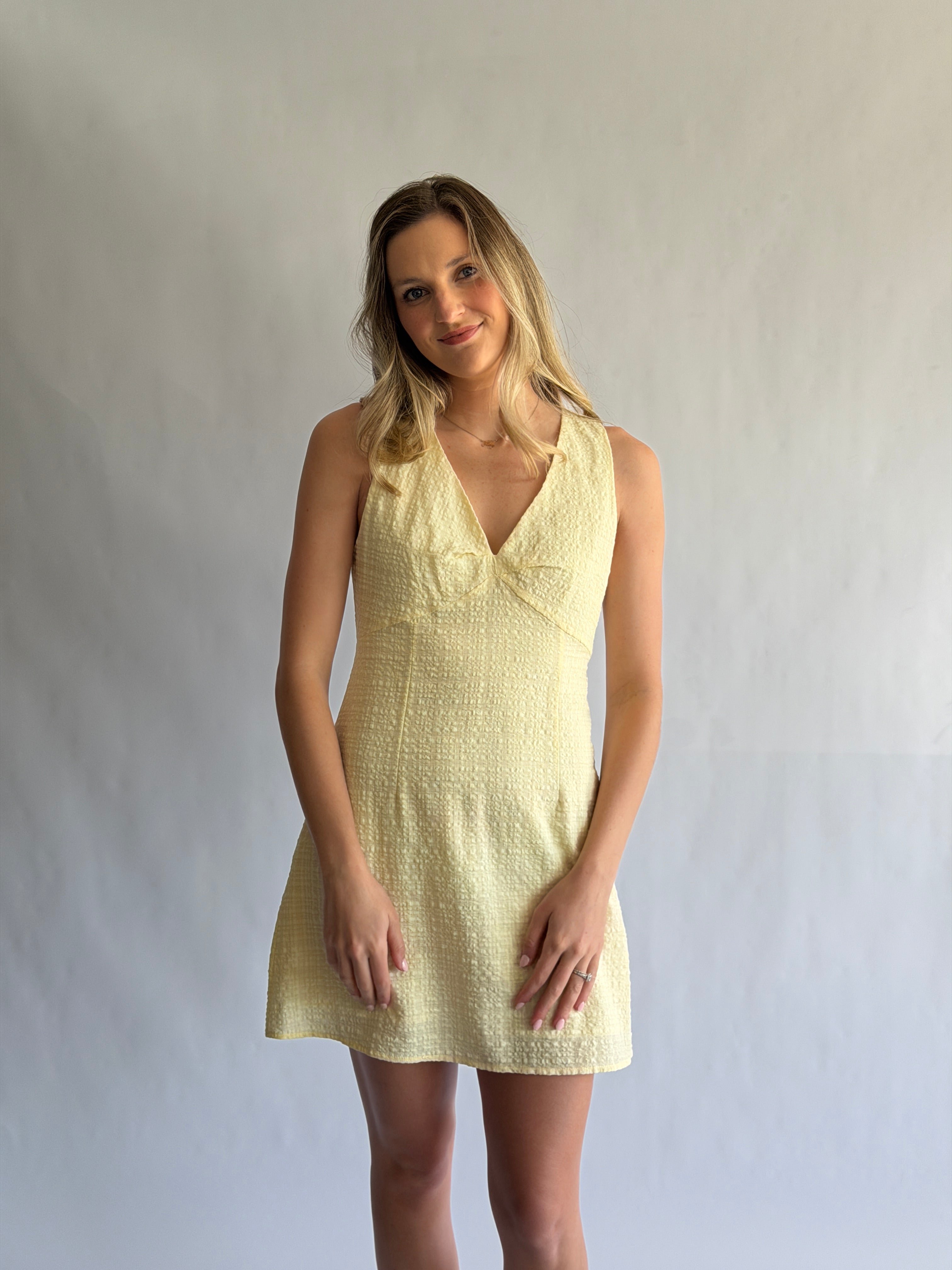 Margot Spring Seersucker Tank Mini Dress (Yellow)