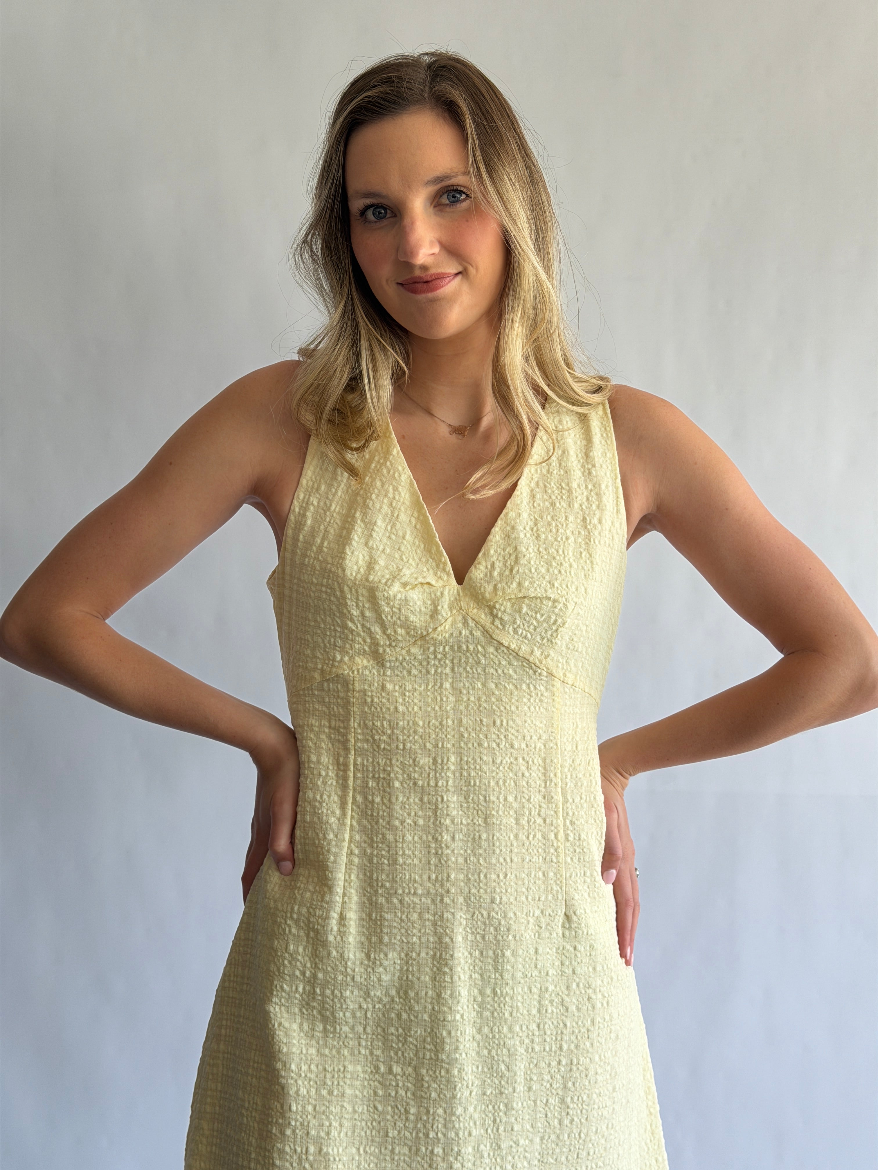 Margot Spring Seersucker Tank Mini Dress (Yellow)