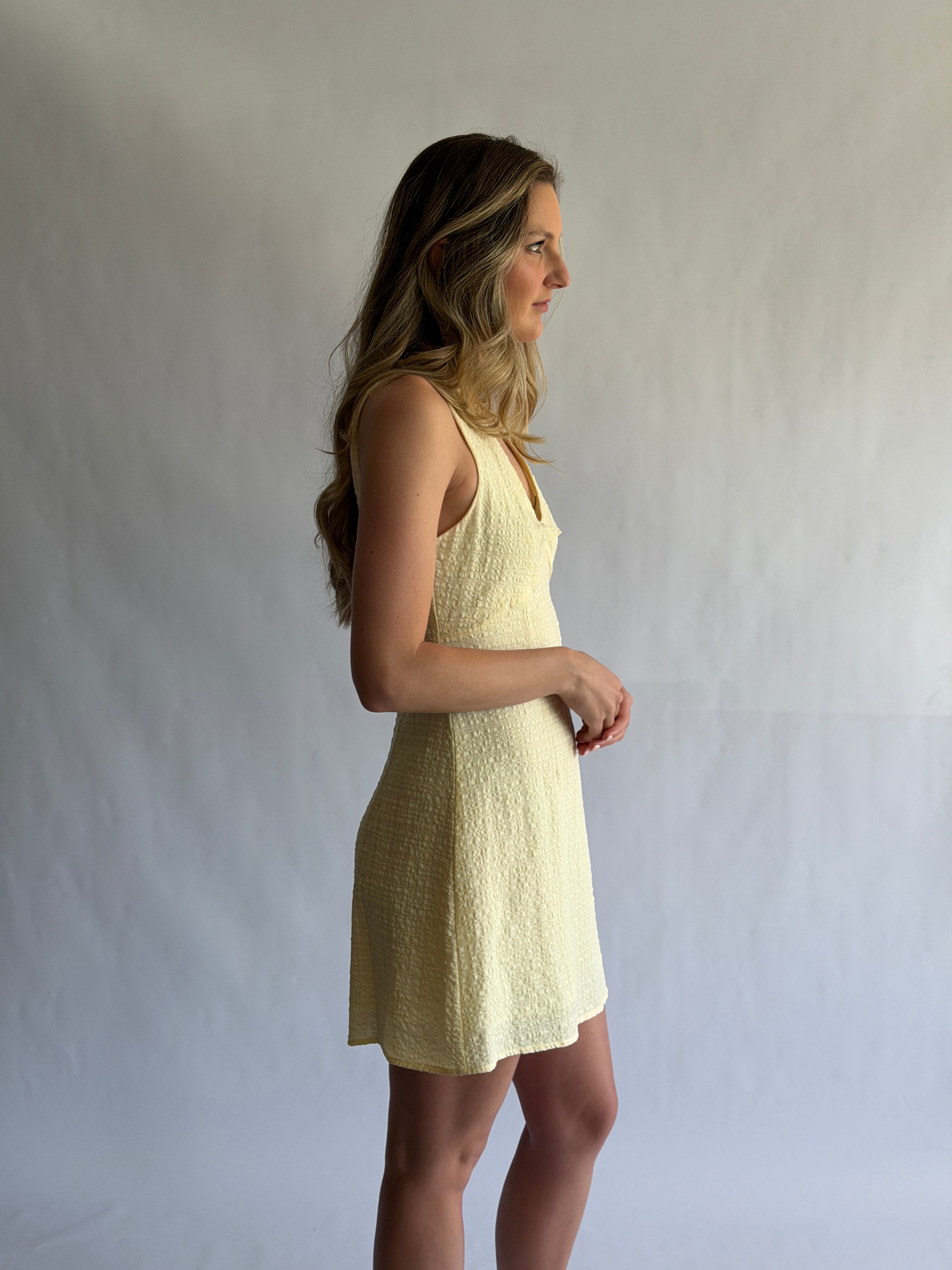 Margot Spring Seersucker Tank Mini Dress (Yellow)