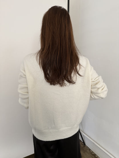 Peyton Ivory Mock Neck Knit Pullover Sweater (M)