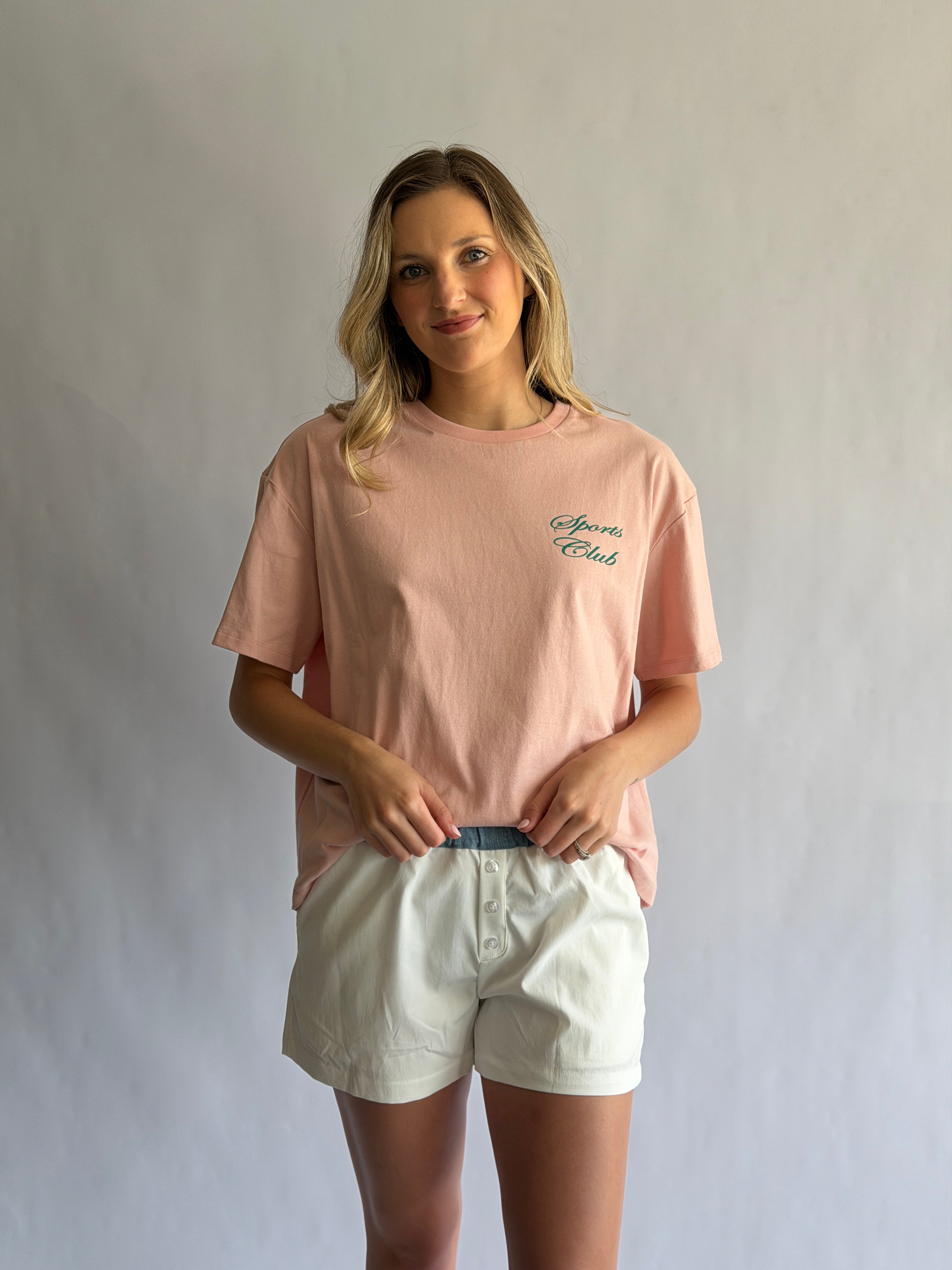 Bailey Rose Maria White and Denim Boxer Shorts