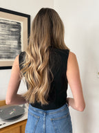 Rowan Black Knit Buttoned Vest Top