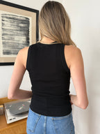 Ryan Ribbed Stretch Tank Top (Black)