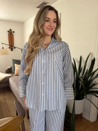 Remi Blue and White Striped Button Down Shirt