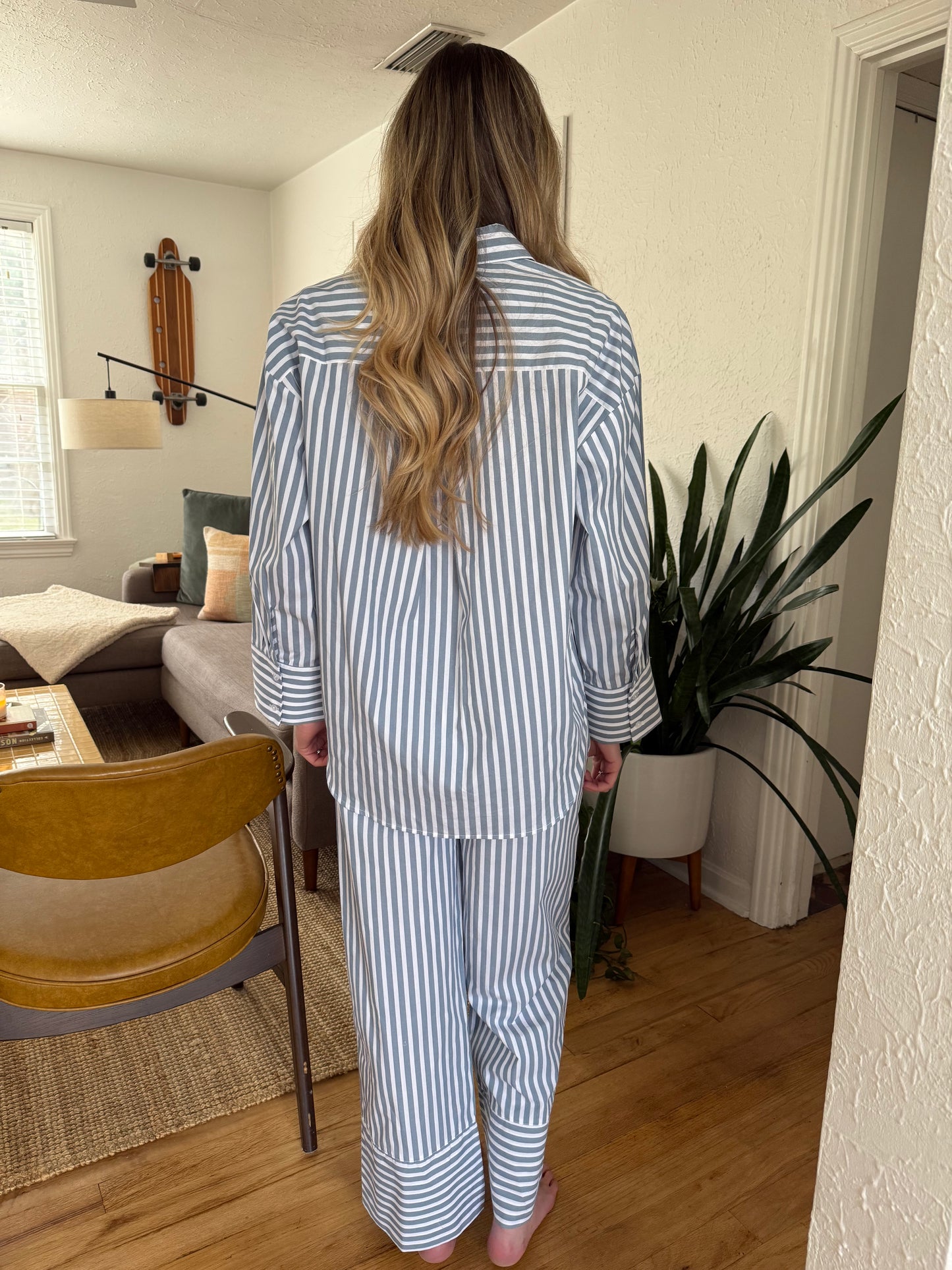 Remi Blue and White Striped Button Down Shirt
