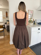 Paisley Brown Mixed Media Tank Midi Dress