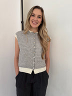 Things Between Sadie Striped Knit Button Top