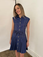 Current Air Tinsley Contrast Stitch Pleated Mini Dress