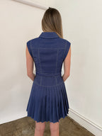 Current Air Tinsley Contrast Stitch Pleated Mini Dress