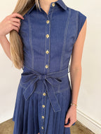 Current Air Tinsley Contrast Stitch Pleated Mini Dress