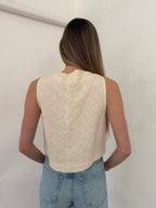 FRNCH Pamphilia Cream Woven Buttoned Vest Top