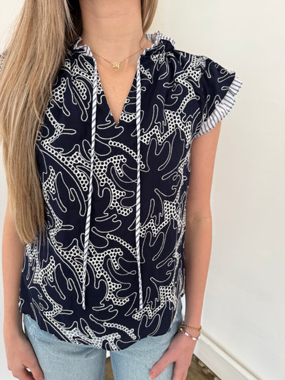 Current Air Tessa Eyelet Layered Sleeve Top