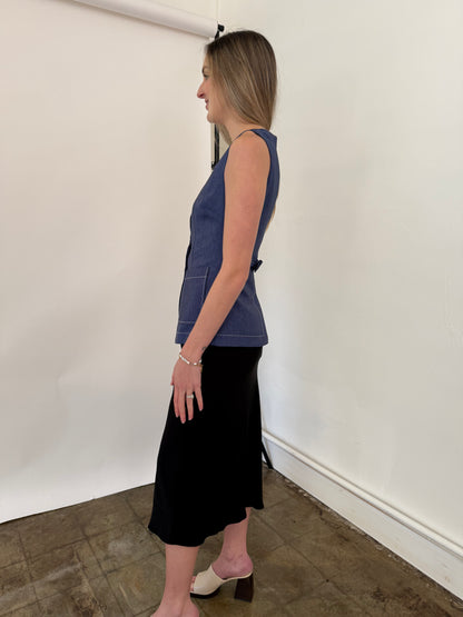 Current Air Tiffany Black Elasticized Waist Midi Skirt