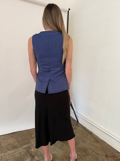 Current Air Tiffany Black Elasticized Waist Midi Skirt