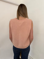 FRNCH Meliza Baby Pink Knit Buttoned Vest Top