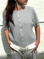 Things Between Paisley Cable Knit Short Sleeve Top (Grey)