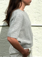 Things Between Paisley Cable Knit Short Sleeve Top (Grey)