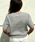 Things Between Paisley Cable Knit Short Sleeve Top (Grey)
