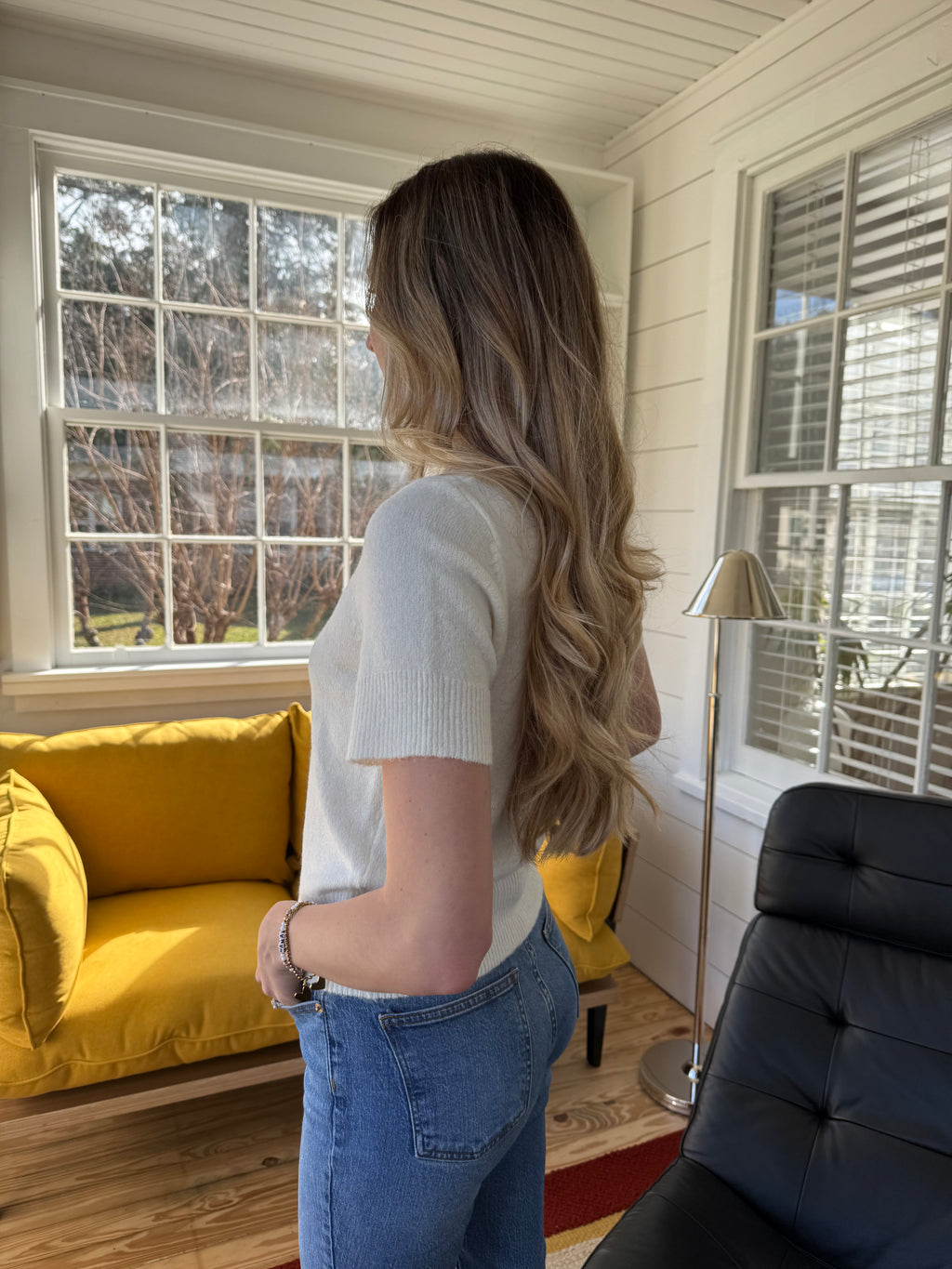 PINCH Willa Knit Short Sleeve Top (Ivory)