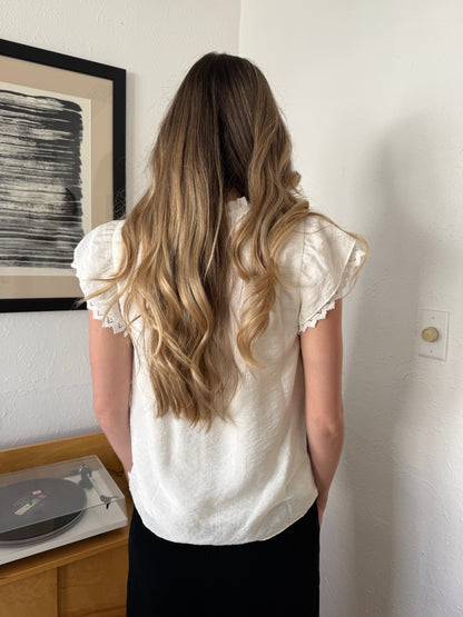 Current Air Winter Flutter Sleeve Top (Ivory)