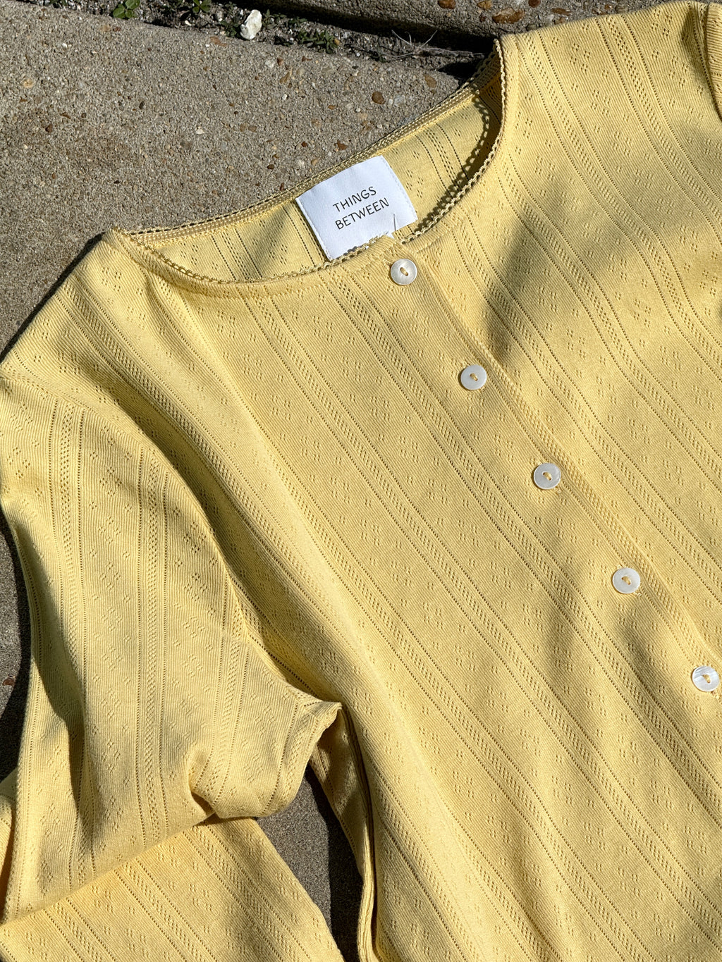 Things Between Rory Pointelle Knit Cardigan (Butter)