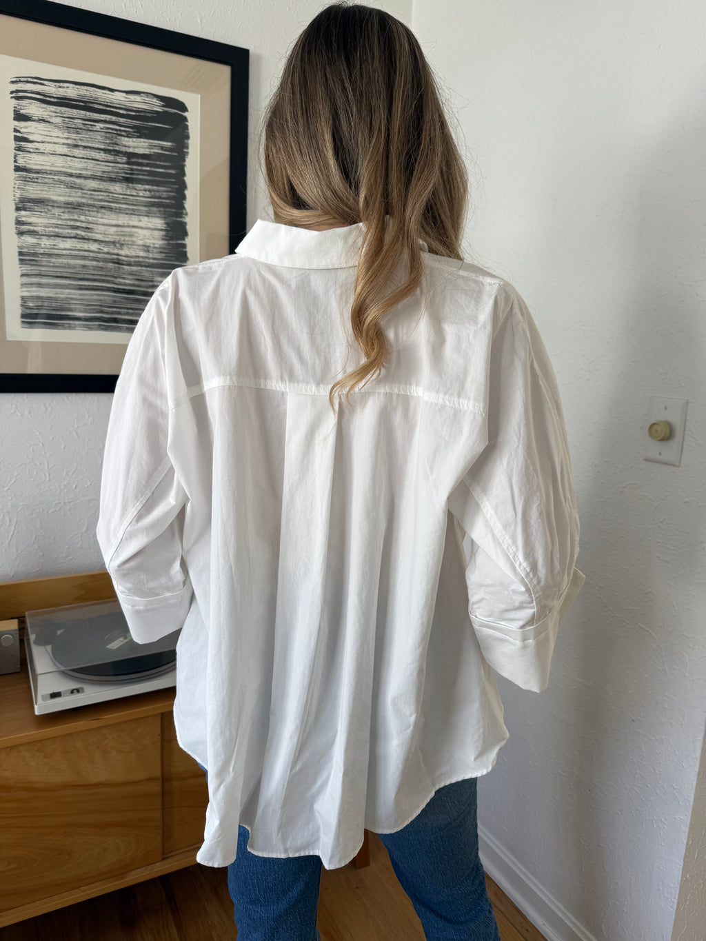 PINCH Wren White Cotton Elbow Cuff Buttoned Top