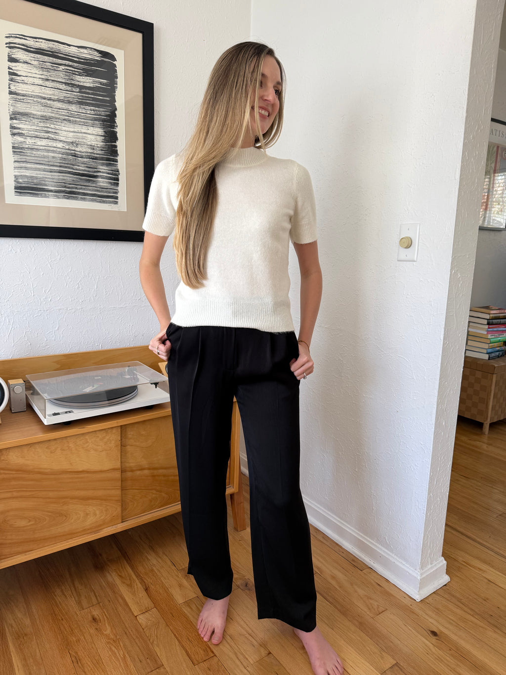 Current Air Zara Black High Waisted Relaxed Leg Trousers