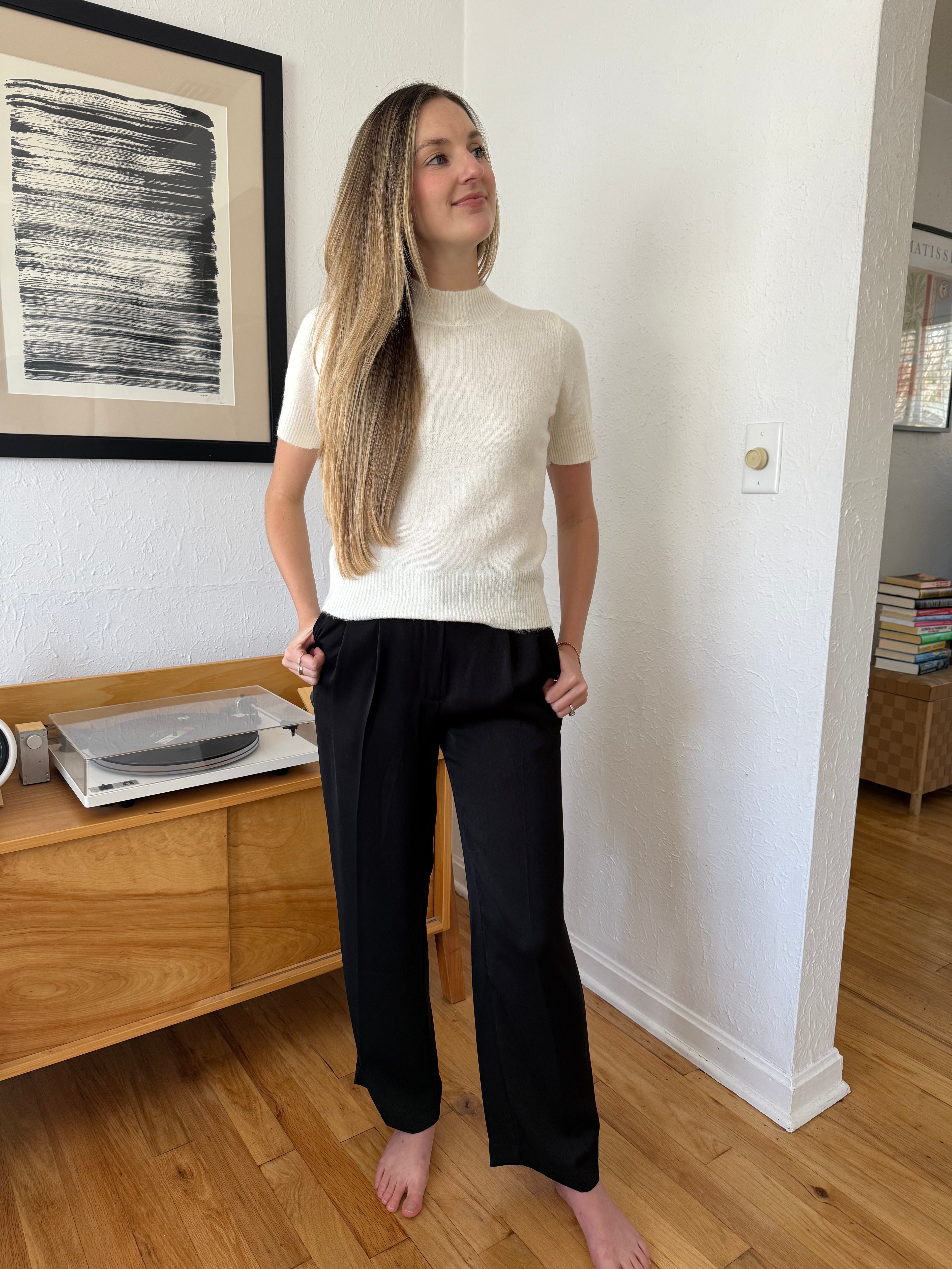 Current Air Zara Black High Waisted Relaxed Leg Trousers