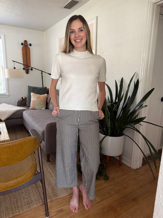 FRNCH Dalva Chocolate Stripe Wide Leg Pants