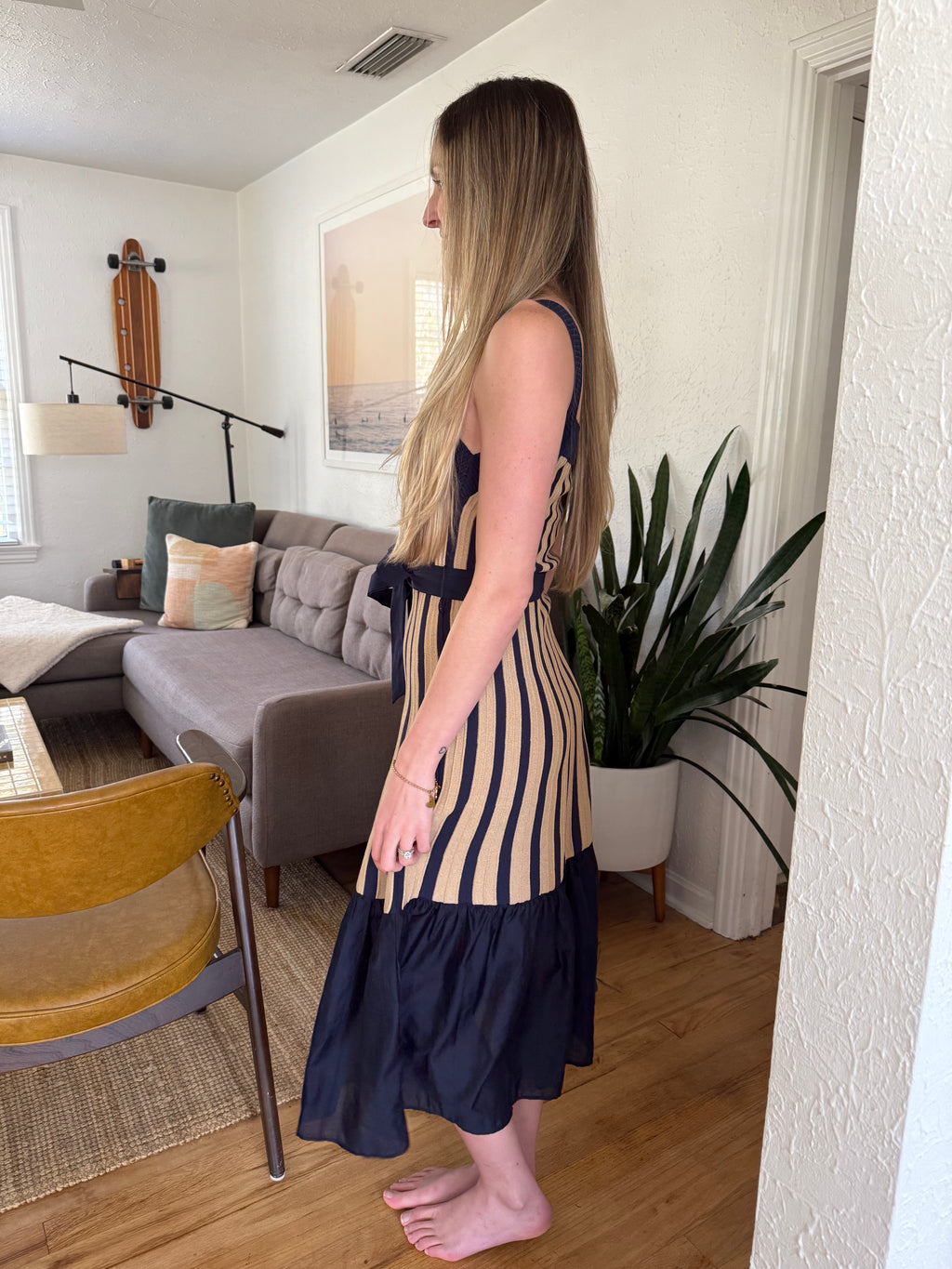 Current Air Zuri Contrast Striped Knit Midi Dress