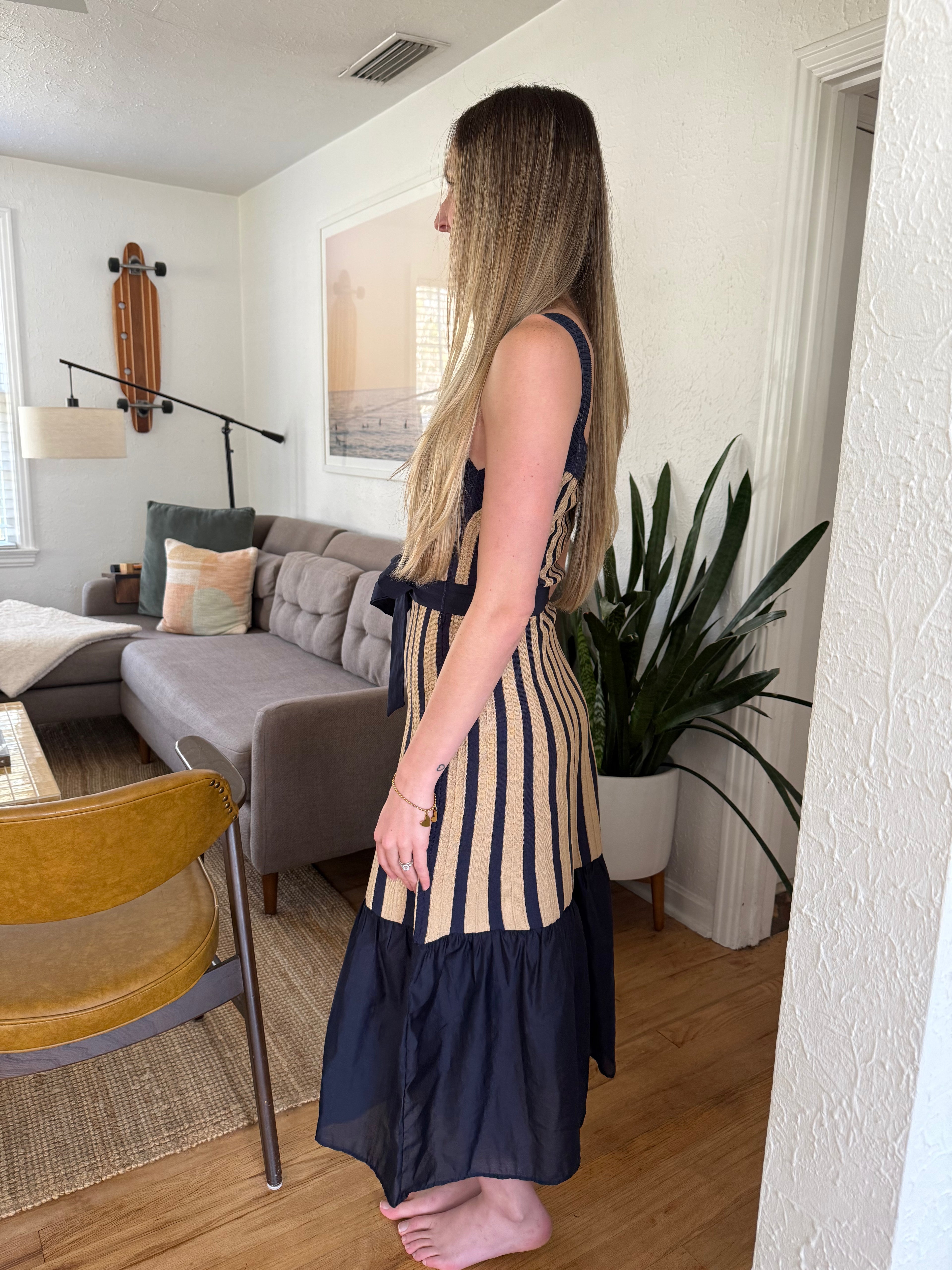 Current Air Zuri Contrast Striped Knit Midi Dress