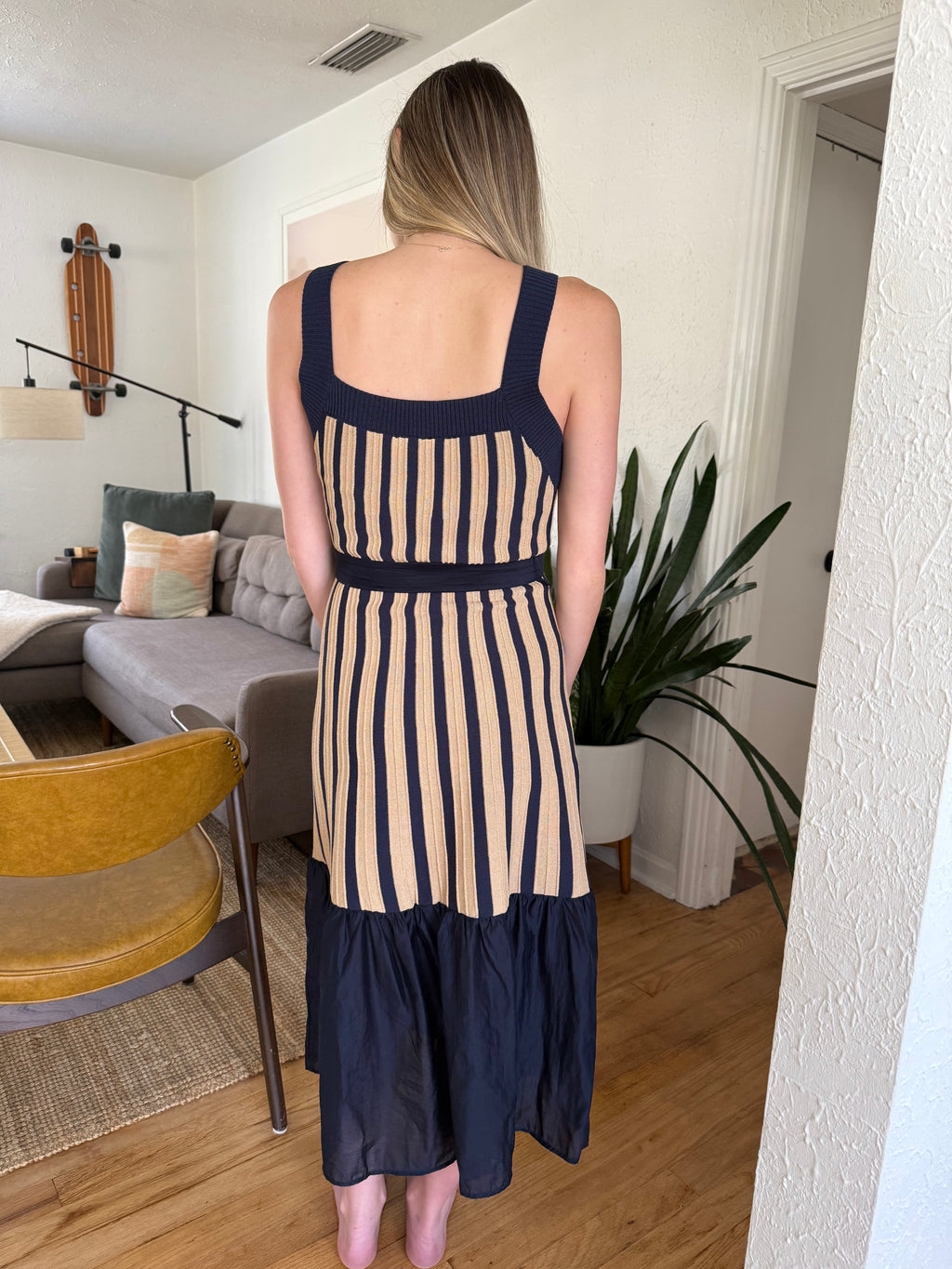 Current Air Zuri Contrast Striped Knit Midi Dress