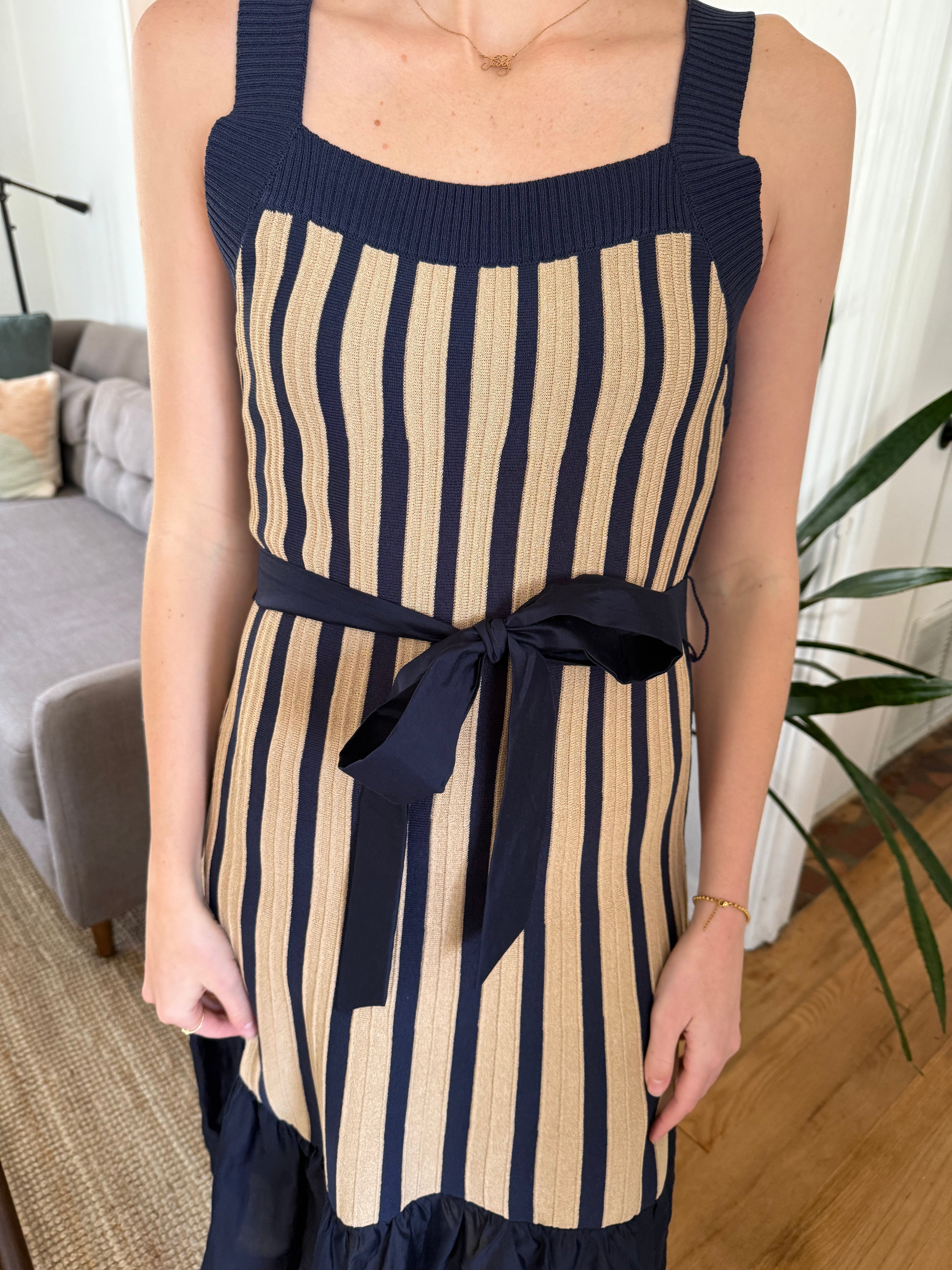 Current Air Zuri Contrast Striped Knit Midi Dress