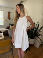 Miou Muse Zoe White Linen Sleeveless Mini Dress
