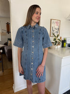 FRNCH Ellyne Denim Buttoned Mini Dress