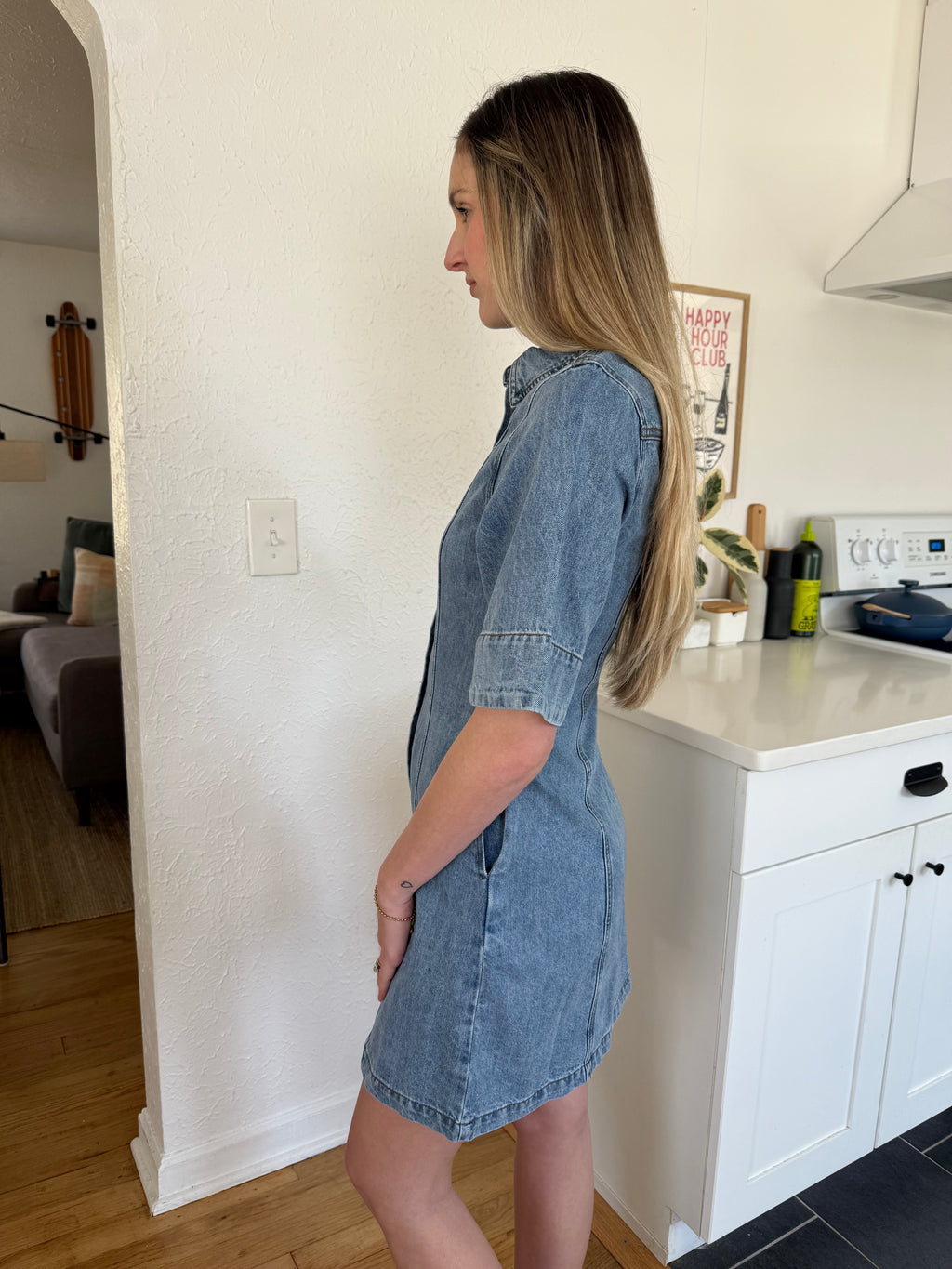 FRNCH Ellyne Denim Buttoned Mini Dress