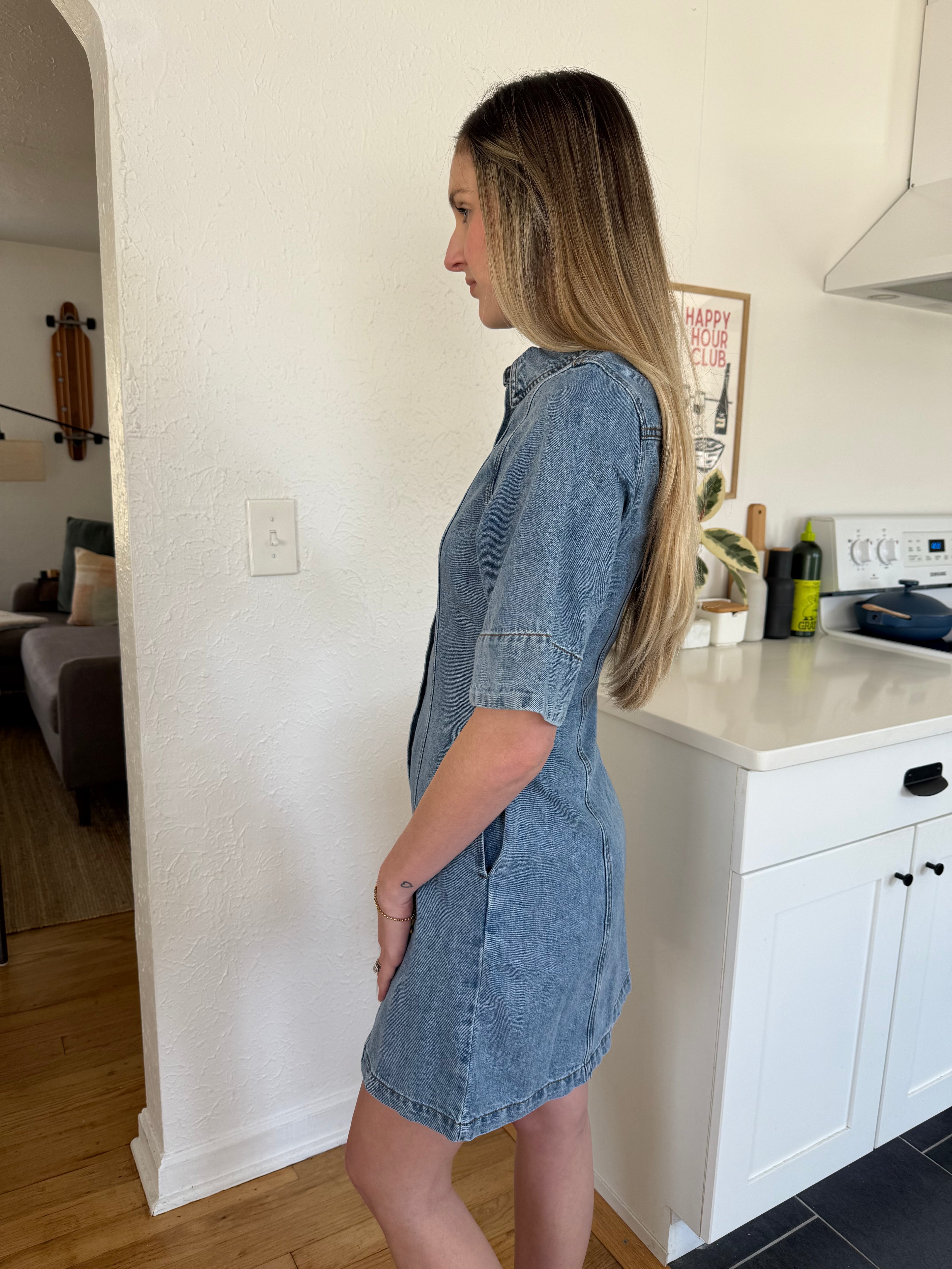 FRNCH Ellyne Denim Buttoned Mini Dress