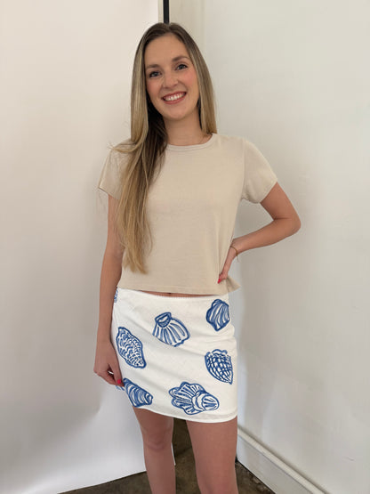 Bailey Rose Amelia Seashell Cotton Mini Skirt